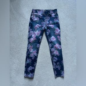 Justice floral denim mid rise leggings